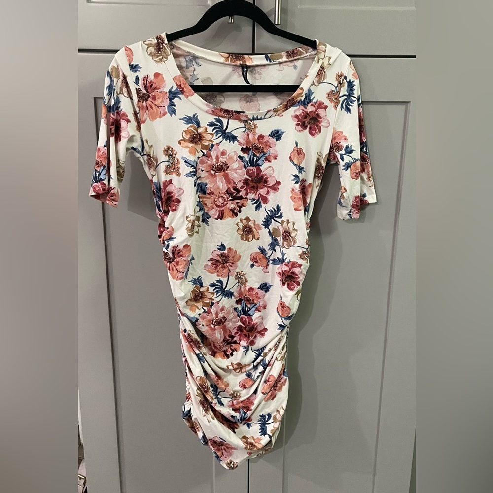 Rags and couture floral ruched maternity dress